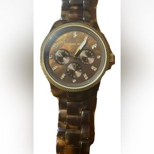 Michael Kors Tort Ritz Women's Watch ~ MK5038 ~ Tortoise Band ~ Crystals 6.5”